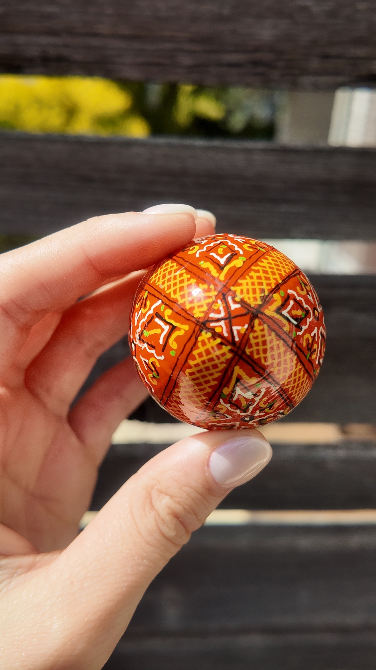 装飾用木製プィサンカ（イースターエッグ）with stand　コロミヤモデル - 6