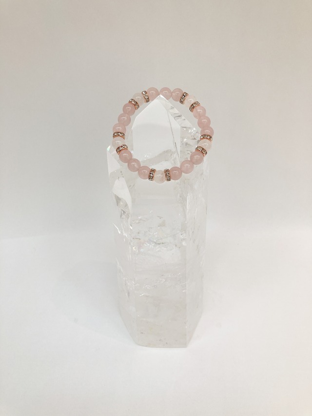 ローズクオーツ・スノークオーツ・ロンデルピンク　16㎝　＝女性の美を輝かせる、自由と純粋＝　28-4-2