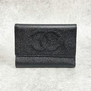 CHANEL シャネル ココマーク 三つ折り財布 キャビアスキン ブラック