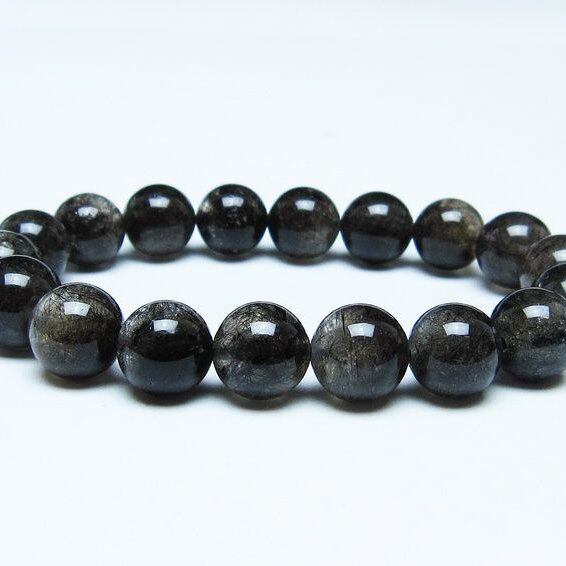 ブラックルチルクォーツ ブレスレット 12mm ブラックトルマリン トルマリネイテッドクォーツ 一点物 メール便可 [M便 1/10] 111-47050