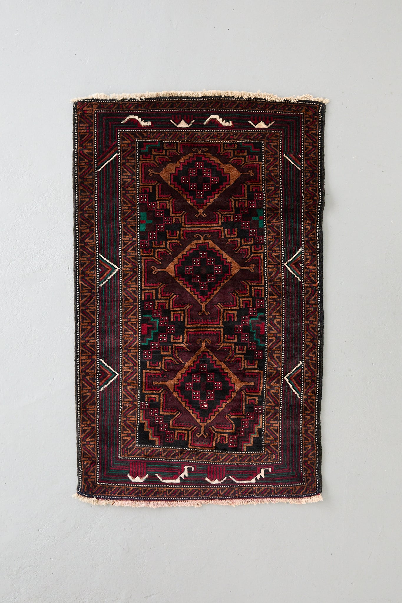 No.232 ヴィンテージラグ トライバルラグ バルーチ族(149×90cm)ブラック ブラウン ネイビー グリーン