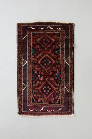 No.232 ヴィンテージラグ トライバルラグ バルーチ族(149×90cm)ブラック ブラウン ネイビー グリーン