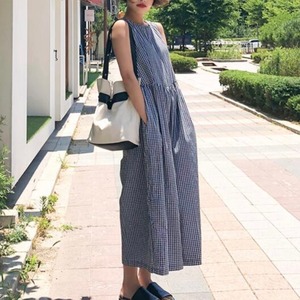 ギンガムチェックオールインワン　A2007