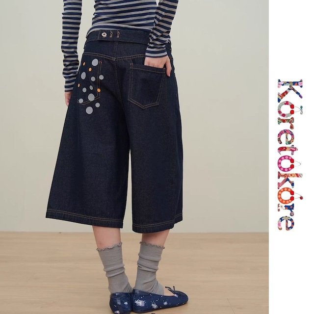 Dot Pocket Wide Denim A1244