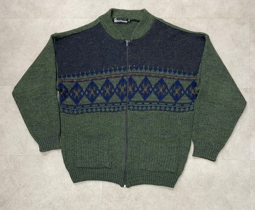 90sFurious Connection Acrylic Wool Knit Jacket/L