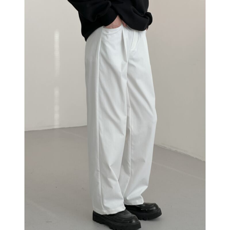 plain front high-waisted straight pants mr0357