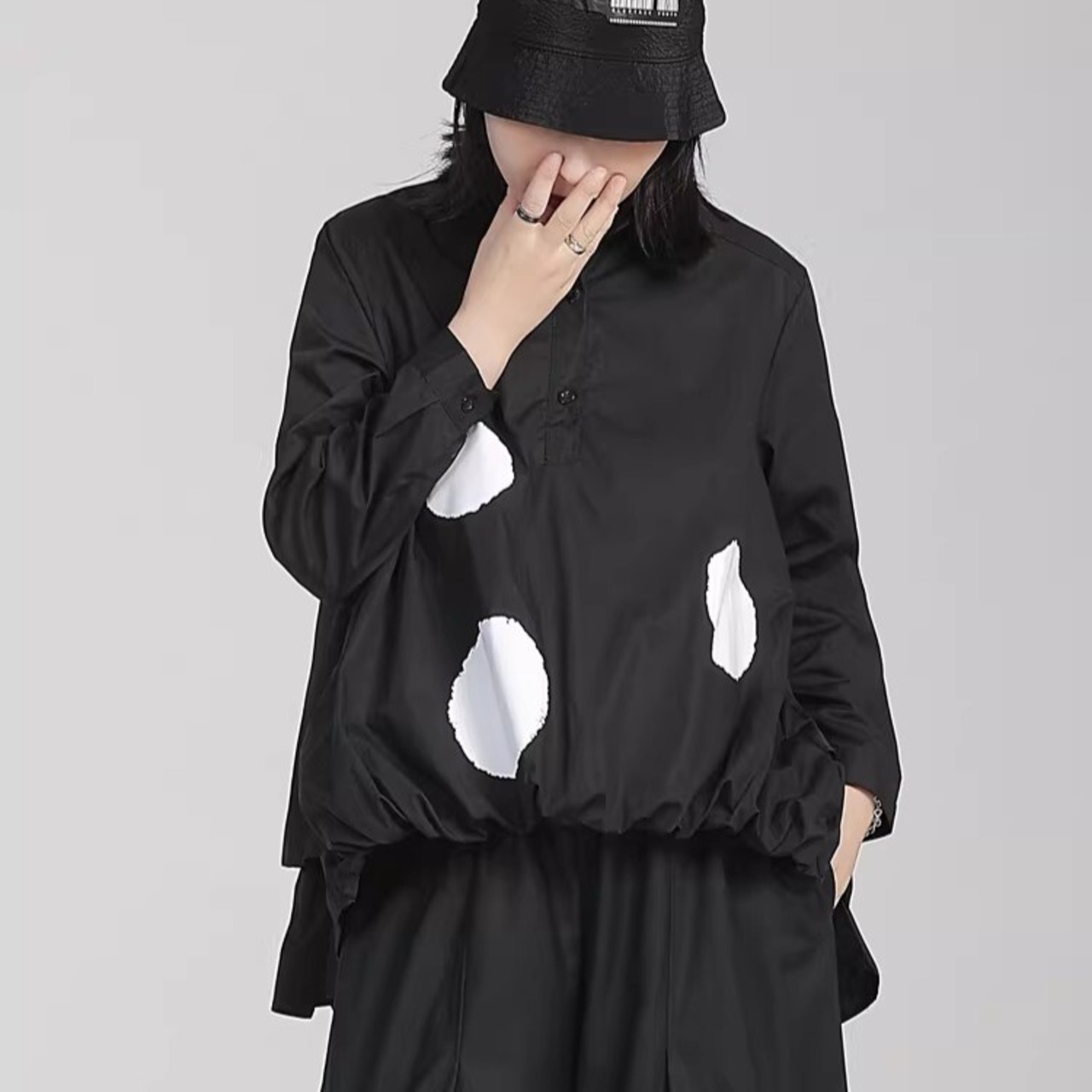 Dot Drawstring Hem Top / ドット ドローストリング ヘム トップス