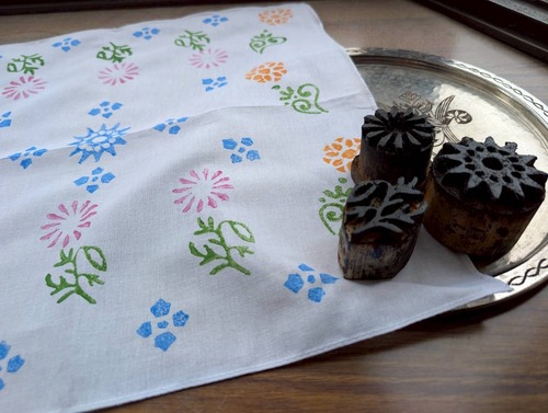 2/22(日)15:00～16:00　WS★バスク屋　成原さと子講師★　トルコの木版「バスク」で作るハンカチ