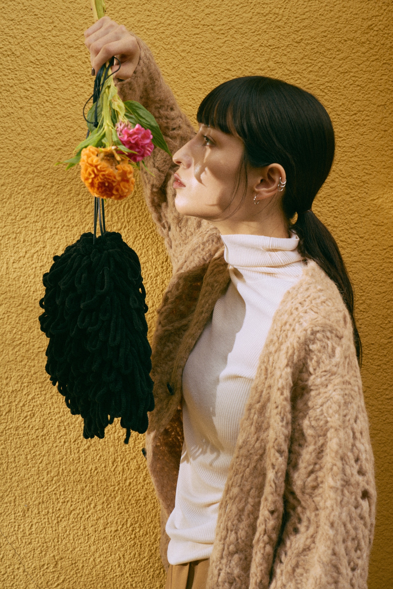 Fluffy Hand Lacy Cardigan Knit