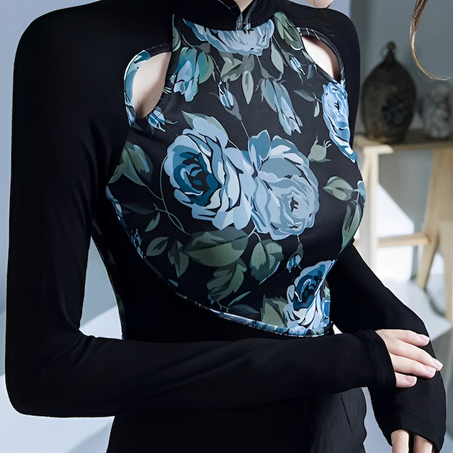 エレガントフローラル ハイネックトップス ds0462