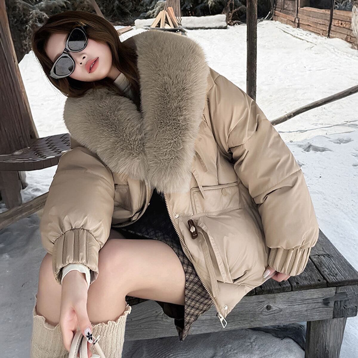 ダウン ジャケット ファー襟 中綿 アウター レディース 秋冬 韓国 エコダウン おしゃれ きれいめ 大人 カジュアル ゆったり 体型カバー 防寒 防風 保温 暖かい 大人可愛い 大人女子