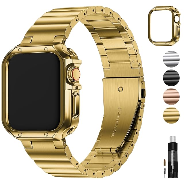 ゴールド Apple Watch、 Series 2 42mmバンド２つ付き Apple watch 2連 Wチェーン バンド 2カラー 二重 銀 シルバー 金