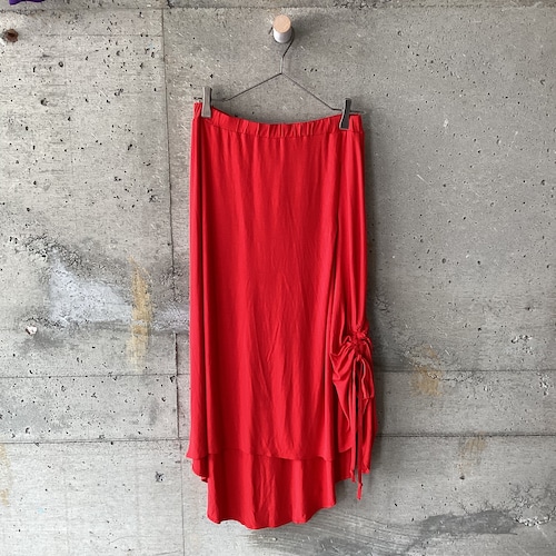 red ruched design skirt