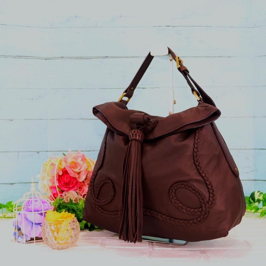 日本正規取扱店 マルベリーmulberryブラウンレザーショルダーバッグ 
