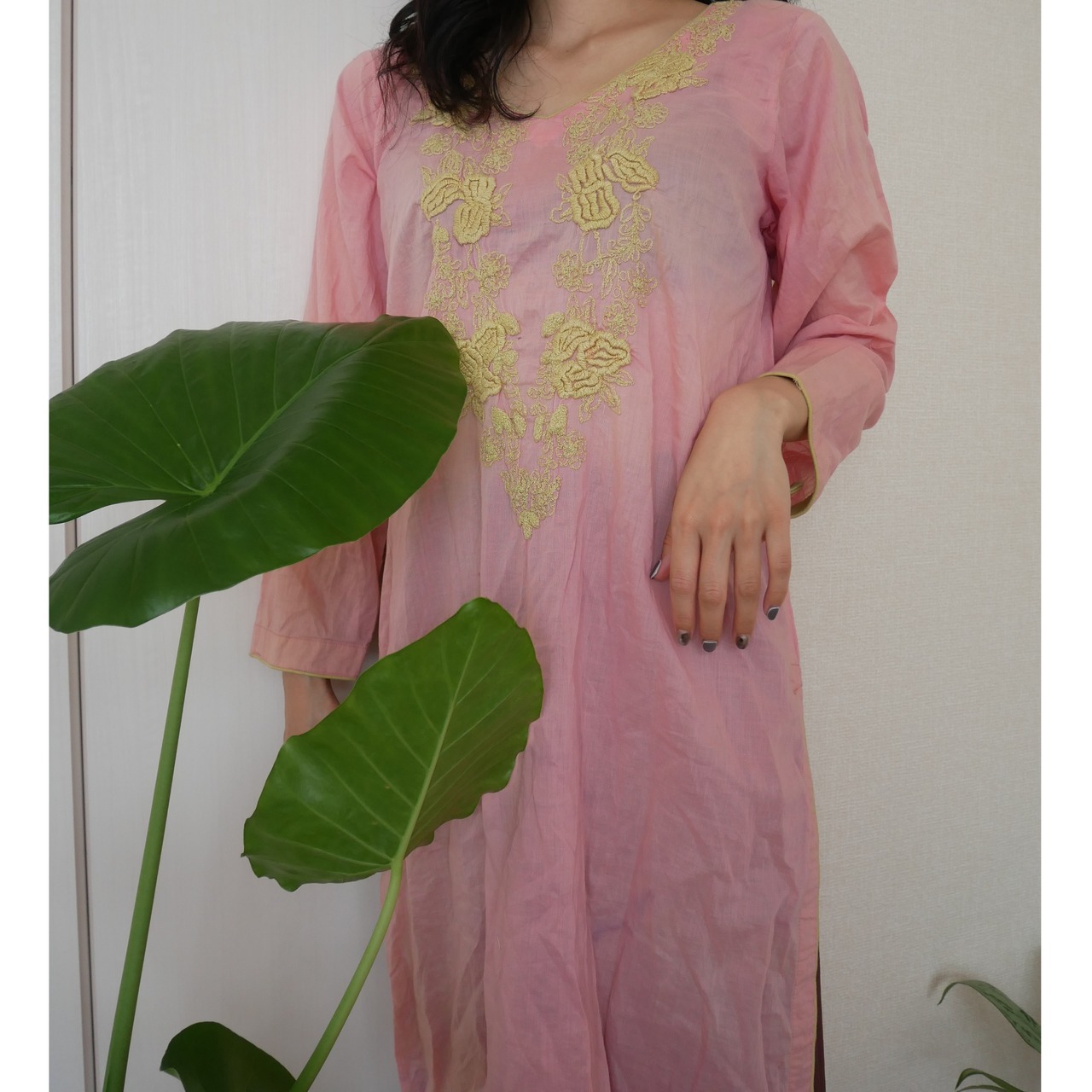 sheer pink ethnic dress