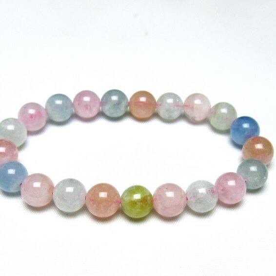 ミックスカラーベリル ブレスレット 9mm 一点物 メール便可 [M便 1/10] 111-48872