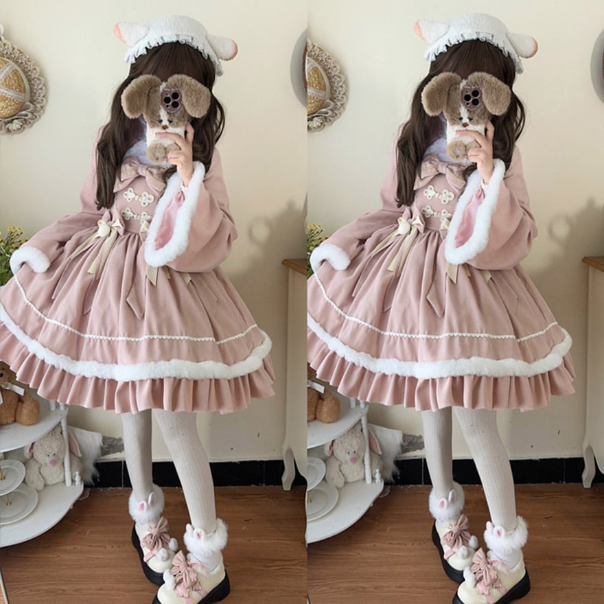 夢かわいい ふわふわ ファッション セットアップ ツーピース