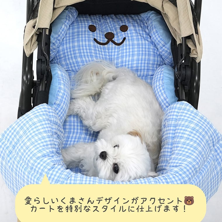 ベアーペットカートクッション 6color / 犬用 カート クッション あご乗せ 一体型 固定 可愛い ペット用カート ふわふわ マット リバーシブル 両面 ベロア ふわふわ オールシーズン 暖かい 韓国 ParisDog クマ柄