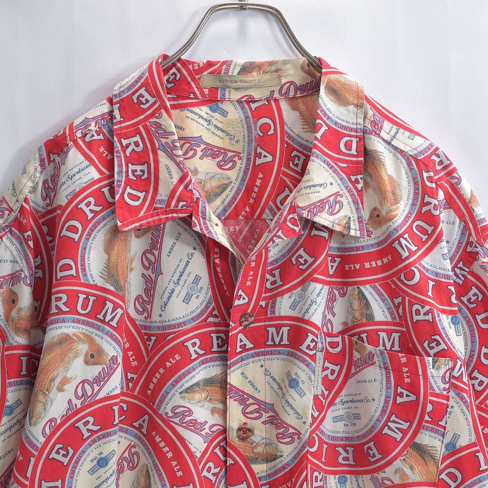 00s Columbia コロンビア Red Drum 魚総柄デザイン コットン