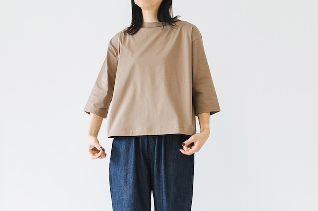 HIGH TWISTED ORGANIC COTTON JERSEY - SQUARE CROPPED SLEEVE TEE：強撚オーガニックコットン天竺 - スクエアクロップドスリーブTEE【日本製】