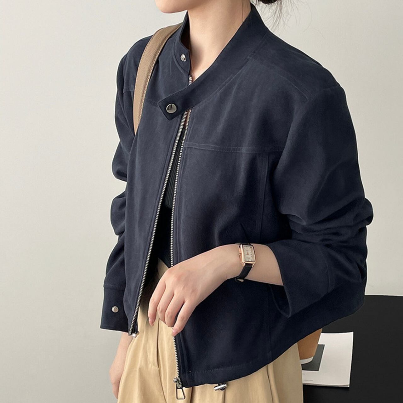 スエードノーカラージャケット a0100