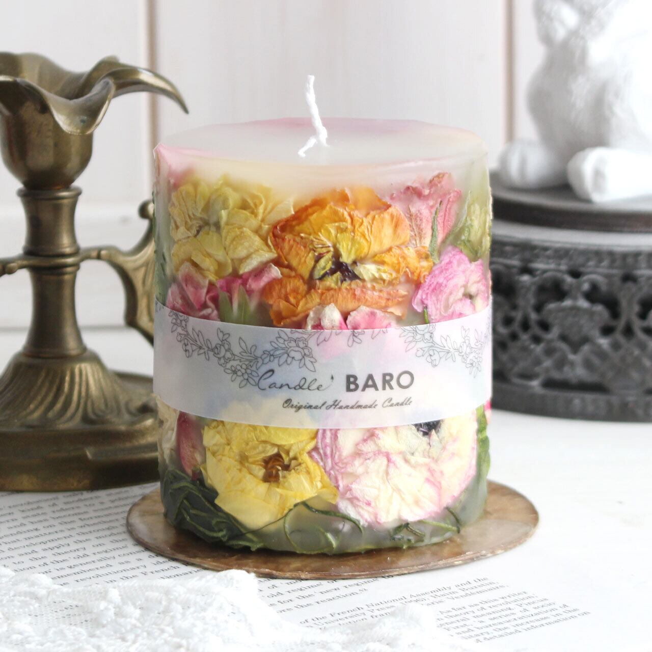 B271 ラナンキュラスのガーデンボタニカルキャンドル Candle Baro