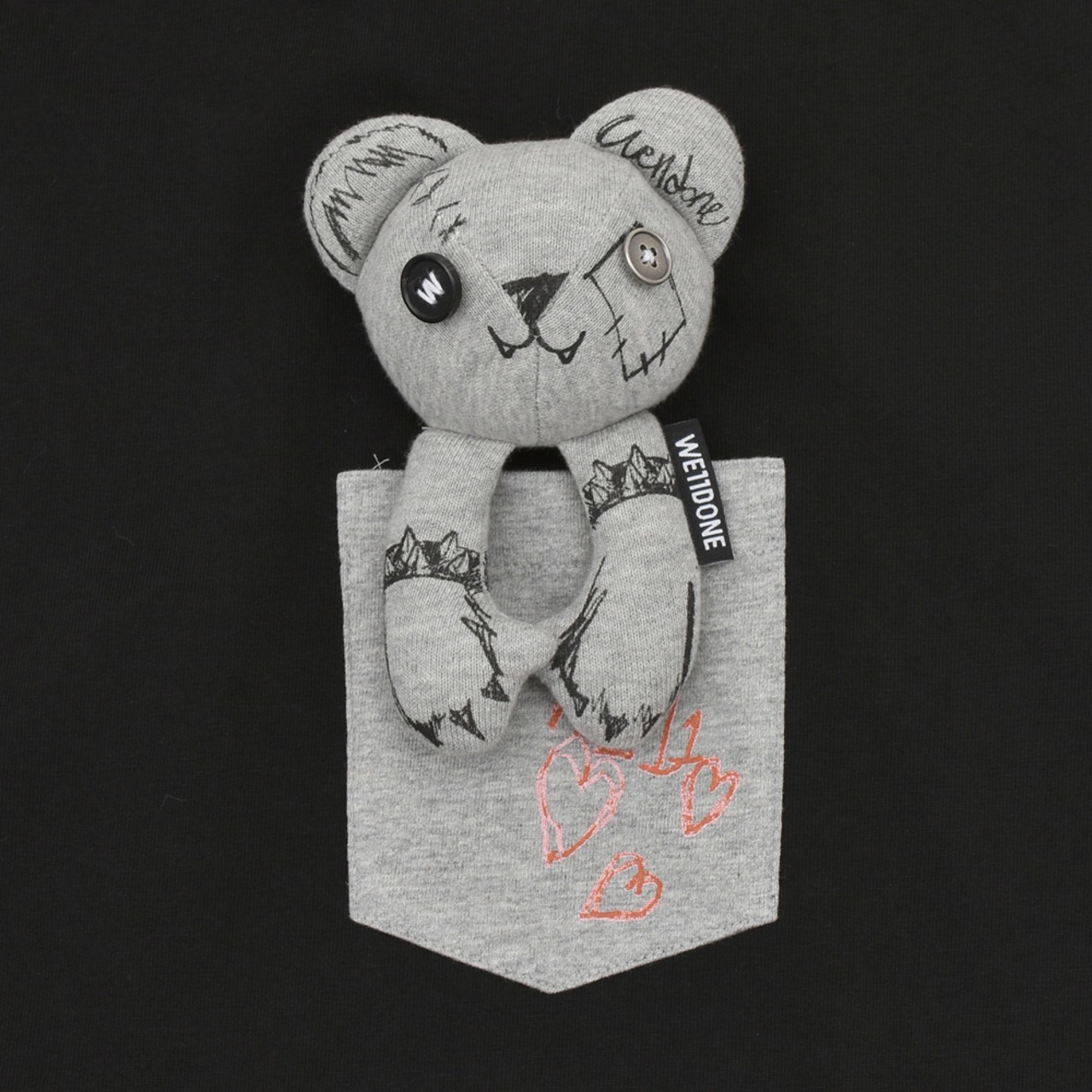 【WE11DONE】BLACK DOODLE TEDDY T-SHIRT - 5
