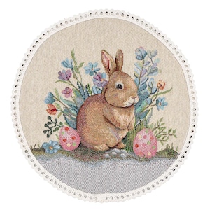 タペストリーラウンドマット　うさぎ　ウクライナ製　テーブルセンター　コースター