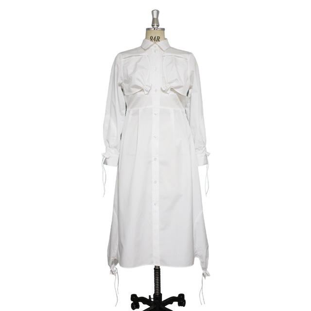 バルーンデザインシャツワンピース -white-