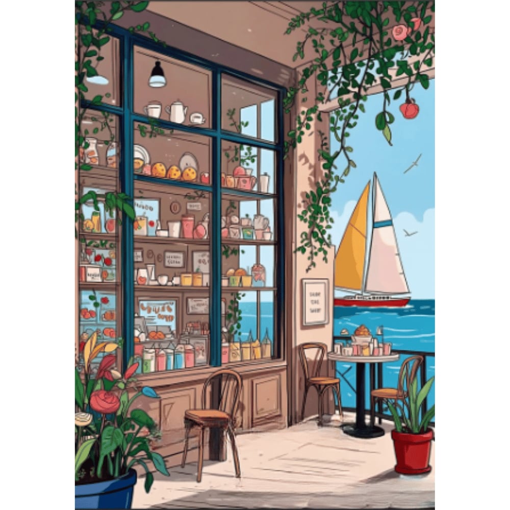 ダイヤモンドアート 『街角カフェシリーズ2540』 40cmx50cm(外寸45x55