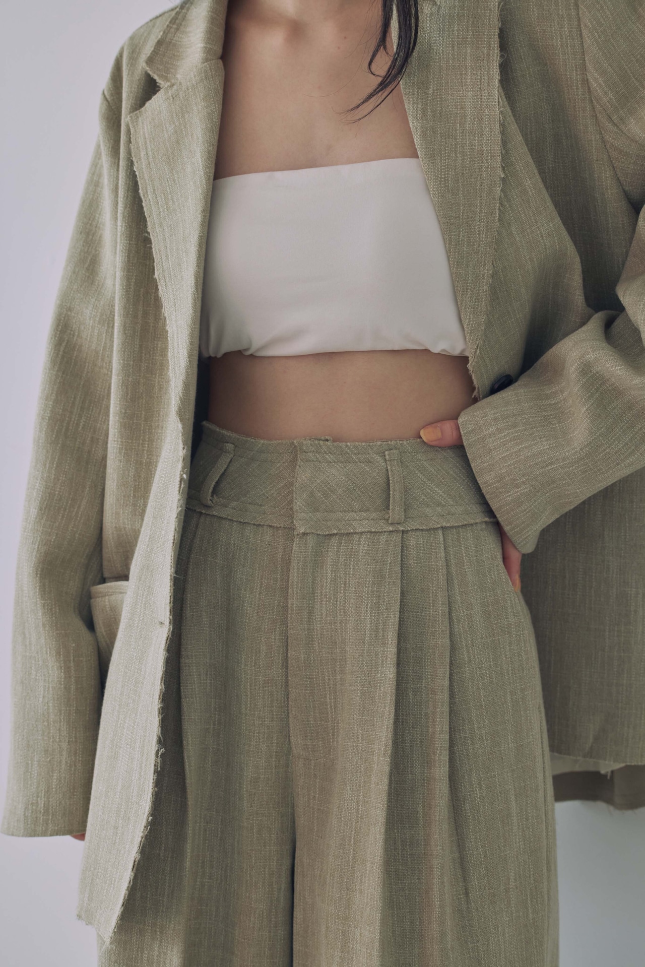 DU260515 Cut Off Tuck pants 【set up可】【T sizeあり】