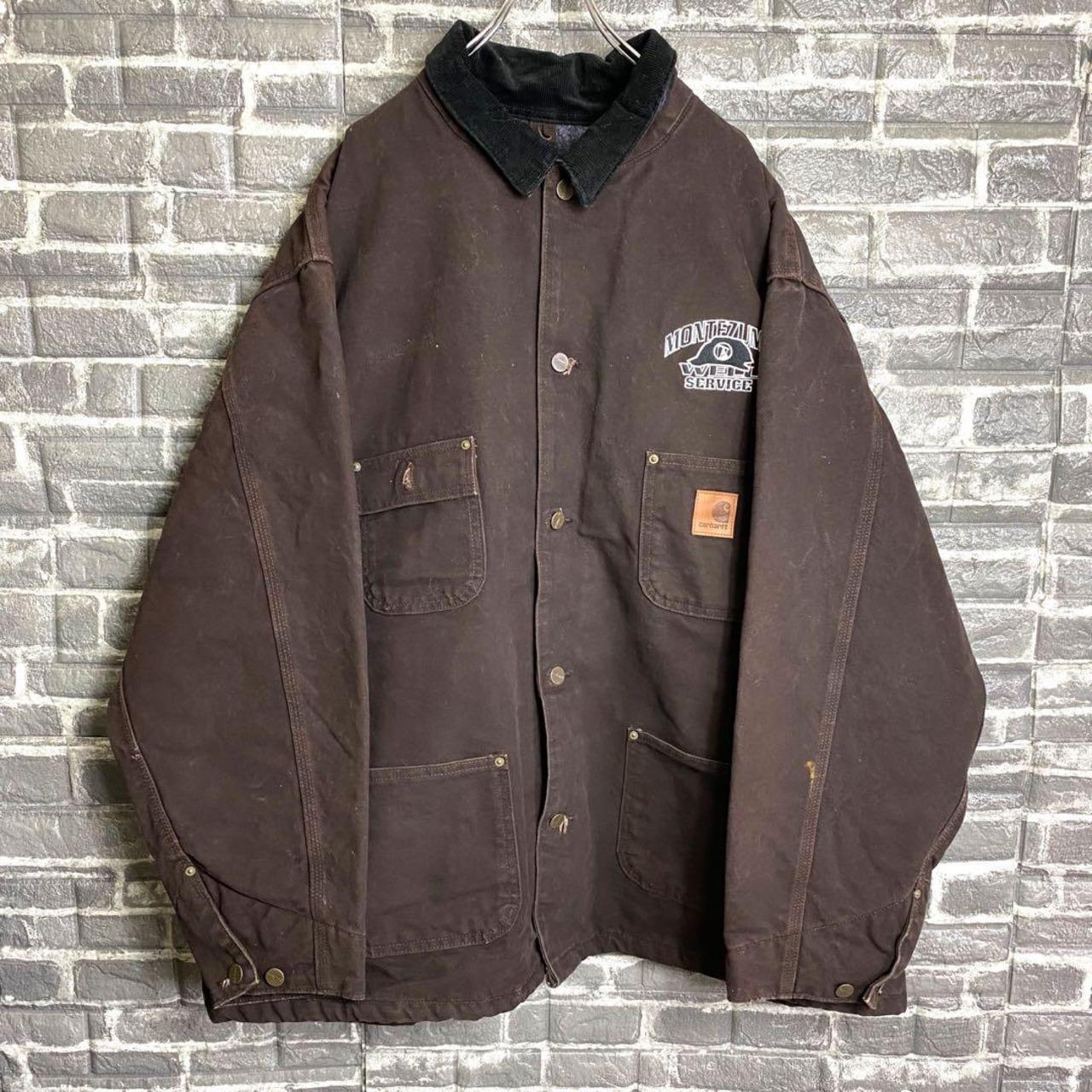 カーハート☆ダックジャケット ゆるだぼ 古着 希少 企業刺繍ロゴ 90s 