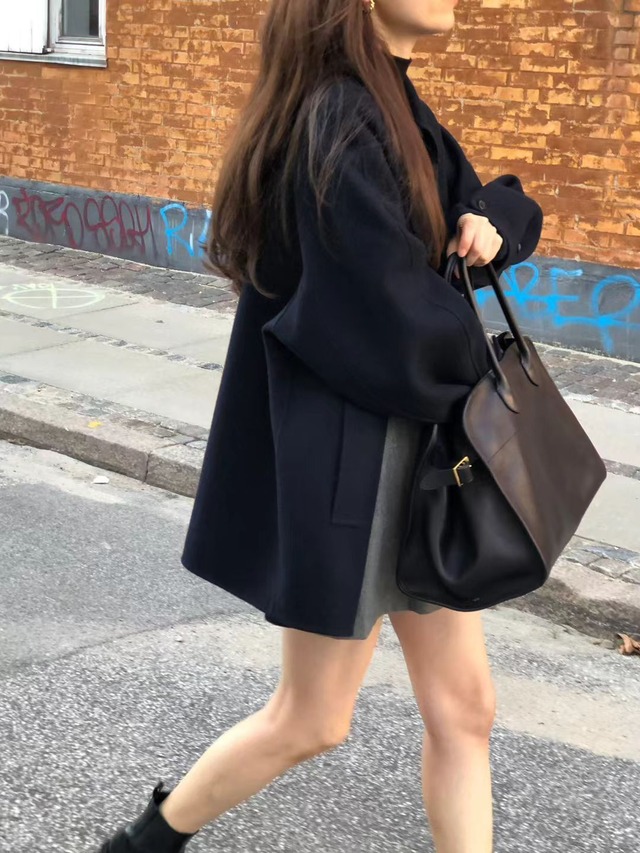 (OUNCE) cashmere half handmade coat / 2color