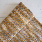 ブロックプリント生地【50cm単位】インド綿  ストライプ柄 イエロー×白×カーキ #58432-YL2