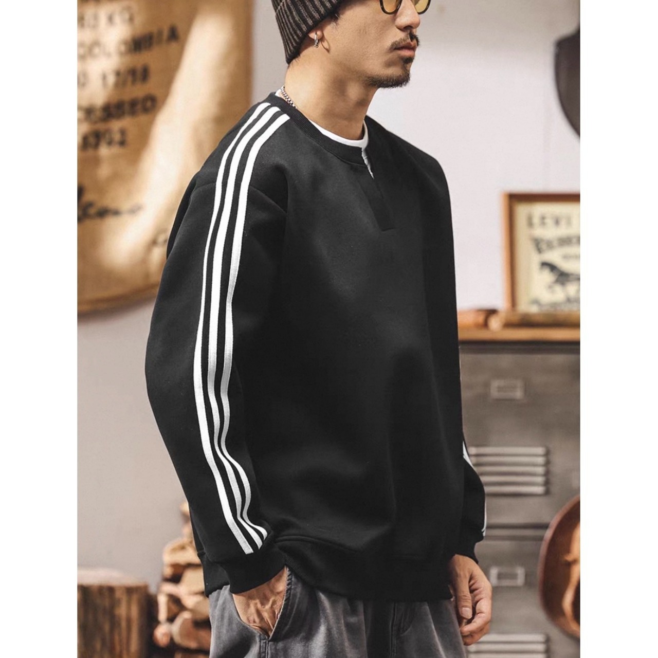 Side stripe loose fit sweat 1283 - 6