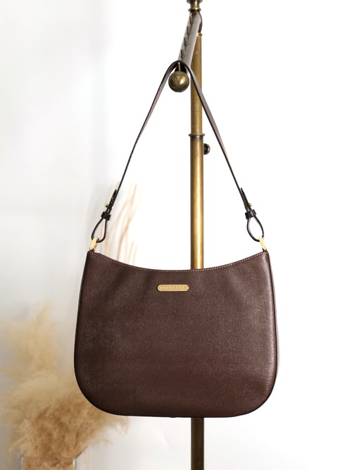 BURBERRY バーバリー ショルダーバッグ ブラウン プレートロゴ レザー ワンショルダー vintage ヴィンテージ オールド 6skns5