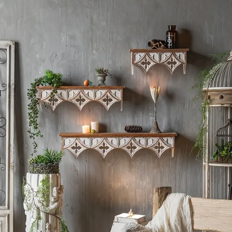 アンティーク　棚　ラック　壁飾り イギリスから届いたアンティークのウォールシェルフ、気軽に楽しめる