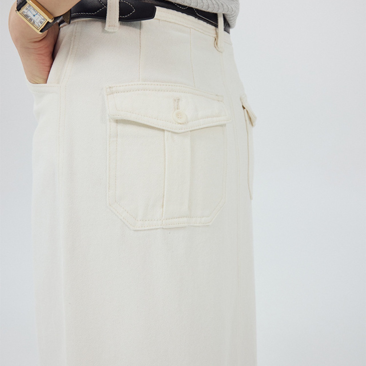 Front Seam Midi Tight Skirt【4color】 T4378