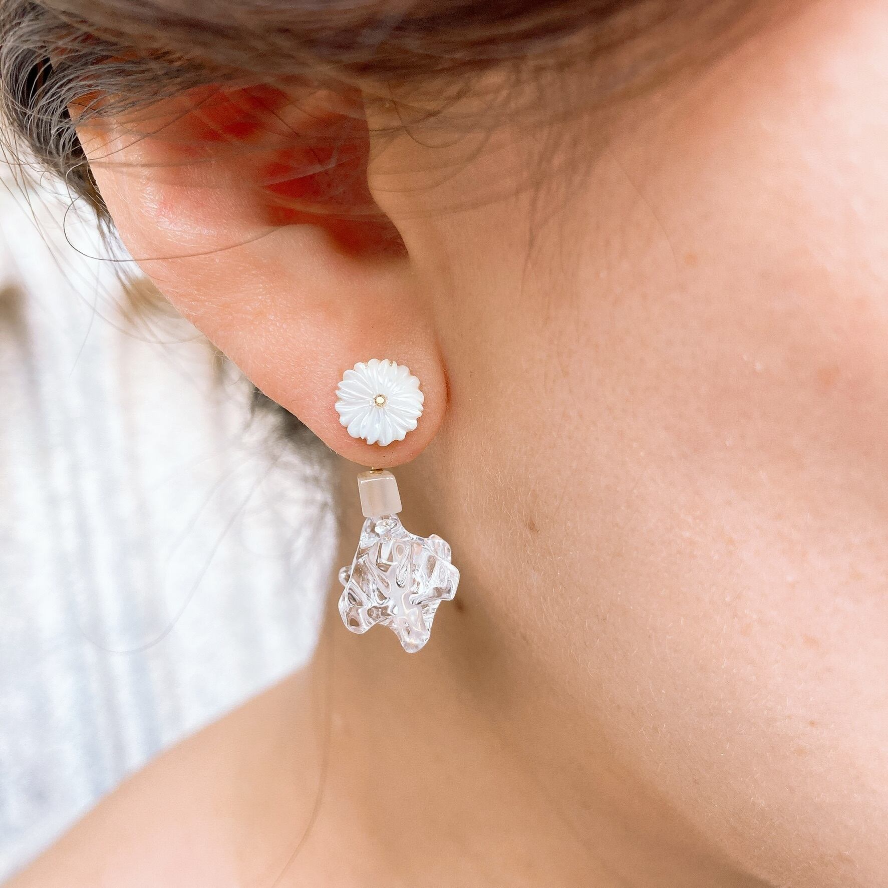 シェルと金平糖水晶のピアス | Chapelet（シャプレ）