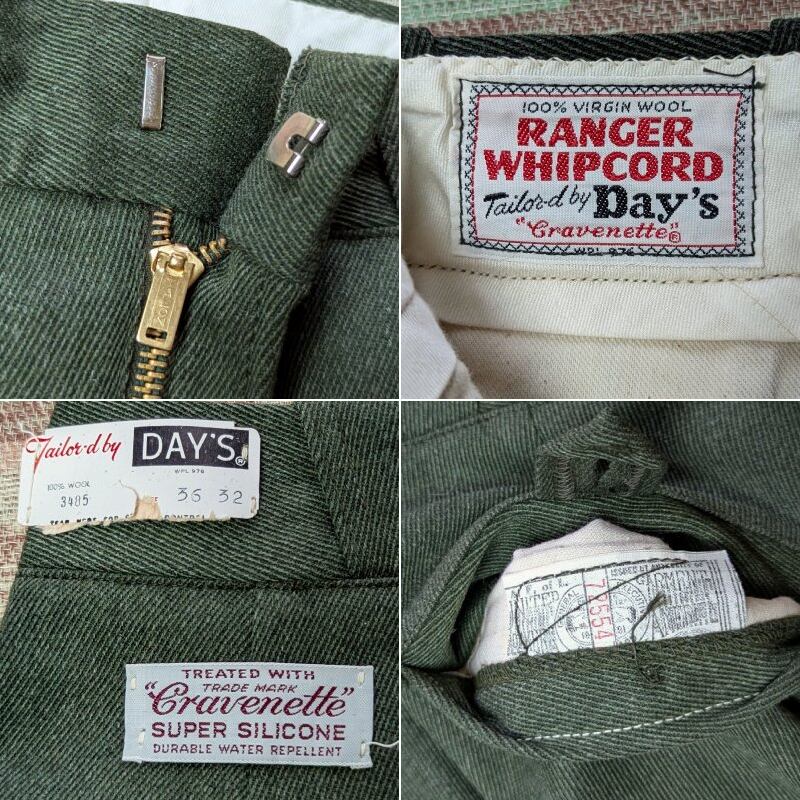 50s DAY'S RANGER WHIPCORD Work Pants (W35.5) DEAD-STOCK | Wonder