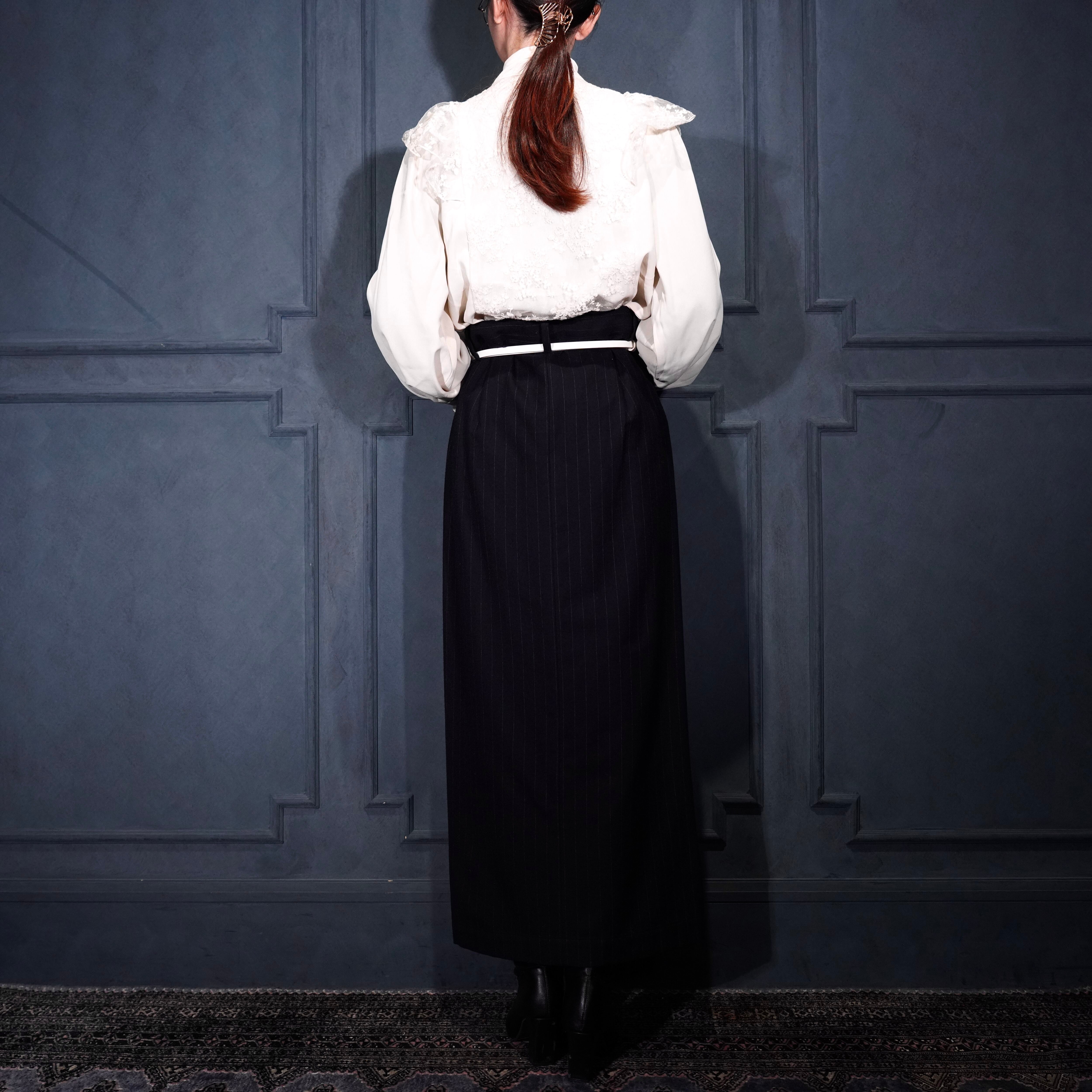 Y's YOHJIYAMAMOTO STRIPE PATTERNED WOOL LONG SKIRT/ワイズヨウジ