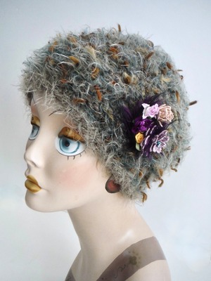 ブローチ付きニット帽 56.5~59cm