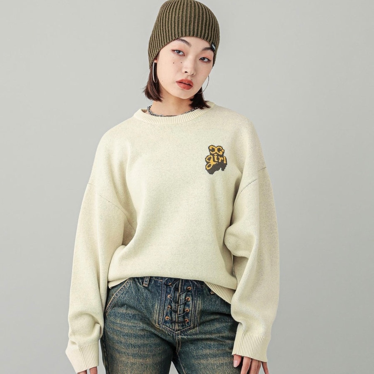 X-girl】POP LOGO JACQUARD KNIT TOP【エックスガール】 | ATRIUM