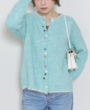ナンバーミーTOKYO"PIPING COLORFUL KNIT CARDIGAN”MINT