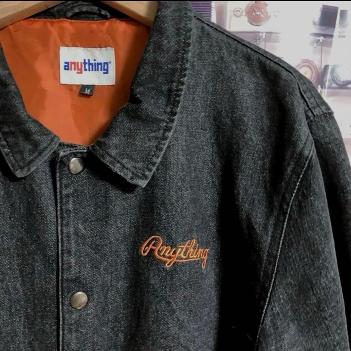 希少00s aNYthing刺繍ロゴブラックデニムコーチジャケットSUPREME | PAY ID