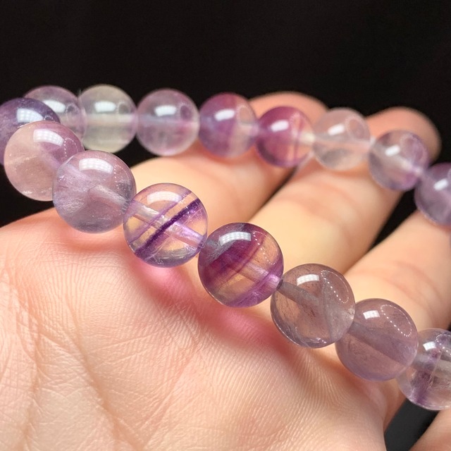 f132.透明度あり☆パープルメイン♪フローライトブレスレット