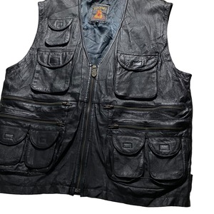 vintage 1990’s leather safari vest