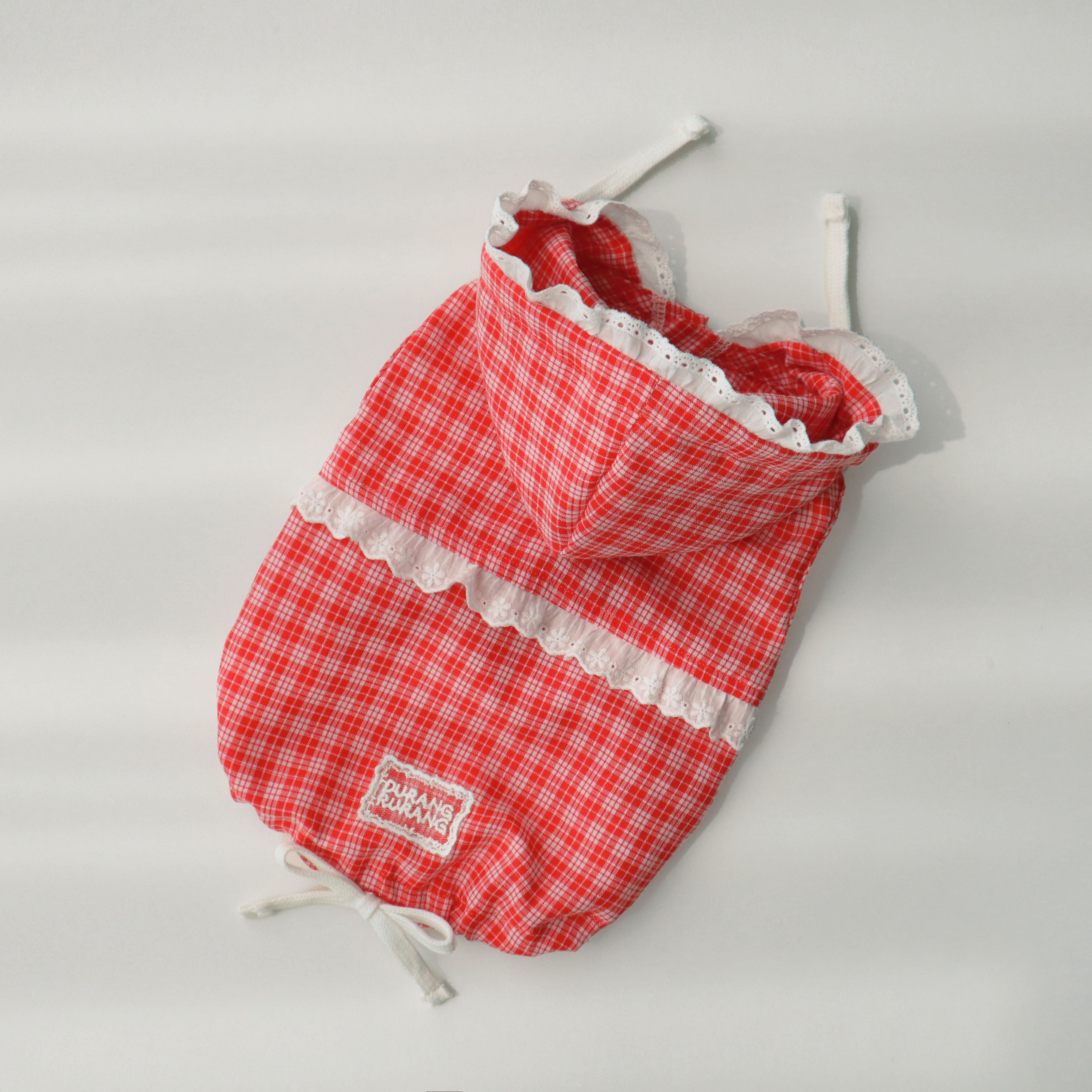M/即納【DURANG RURANG】AIRY COTTON HOODED SHIRT (coral Red)