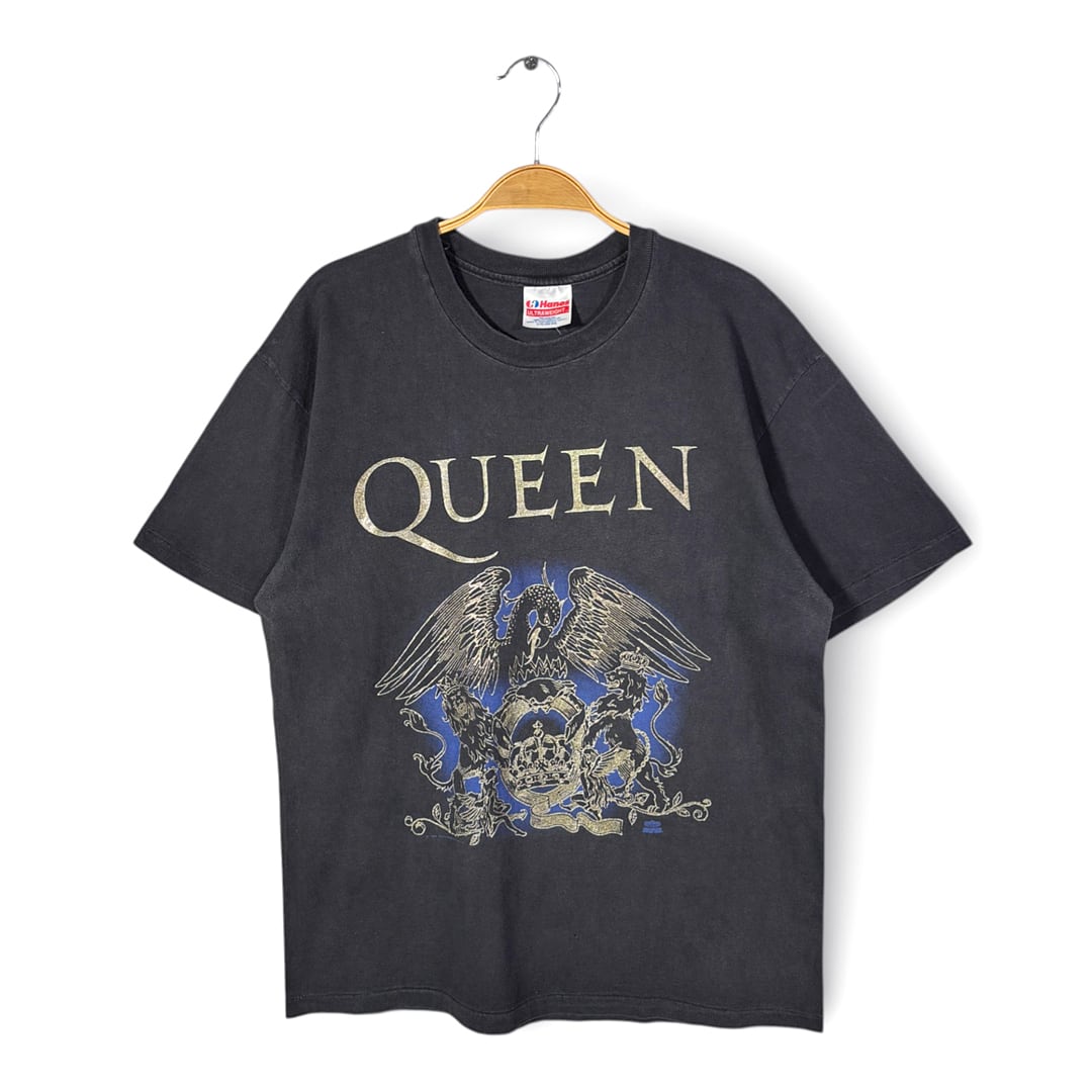 90s クィーン USA製 ヴィンテージTシャツ ボヘミアンラプソディー バンドTシャツ ロックTシャツ ブラック シングルステッチ QUEEN サイズL 古着 AA0036