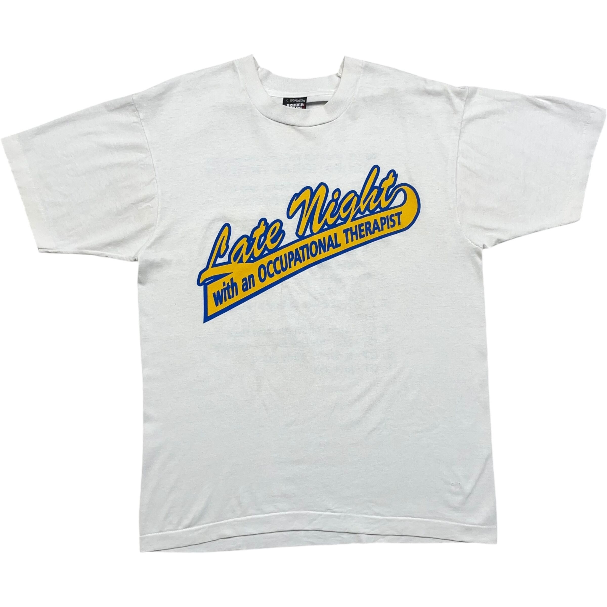 《L》 SCREEN STARS スクリーンスターズ Tシャツ 両面プリント メッセージプリント ホワイト シングルステッチ USA製 90年代 vintage no.8301